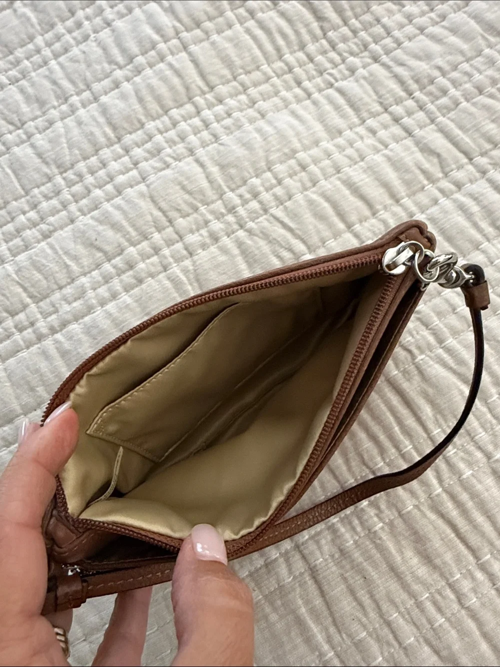 Coach Brown saddle Leather Wristlet Clutch